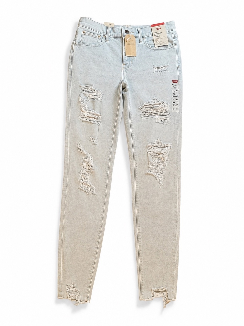 Levi's 720 High Rise Super Skinny Jeans in Light Wash Distressed Stretch Denim